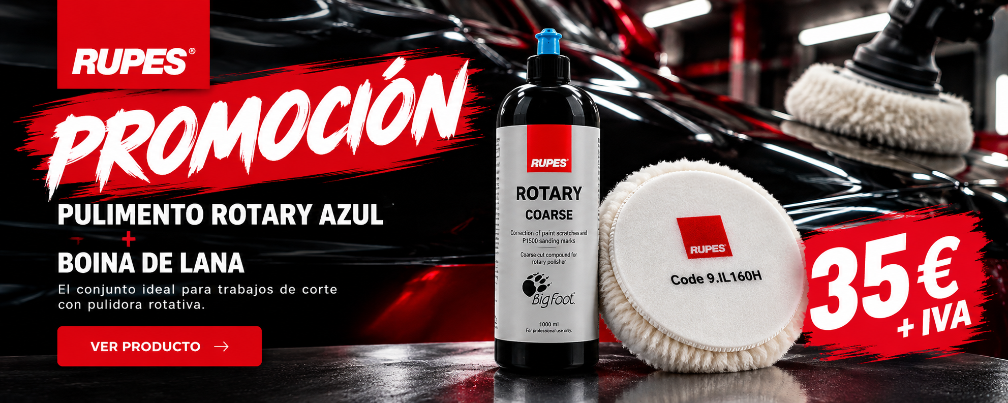 Pintura para coches 2 BANNER Promocion RUPES Pulimento y Boina de Lana