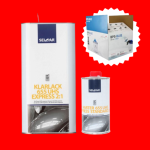 Barniz Rápido Seicar + Catalizador + Caja de vasos BPS de REGALO